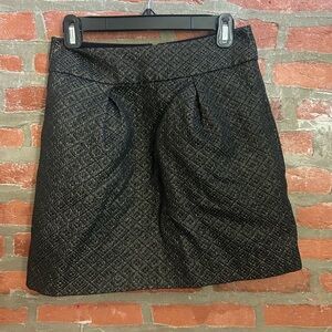 LOFT Black Textured A-Line Skirt with Subtle Metallic Sheen